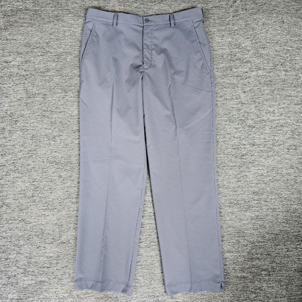 Nike Men Golf Pants Gray Stripe Slack Trouser 33x30 (34x30) 335936-065 Dri-Fit